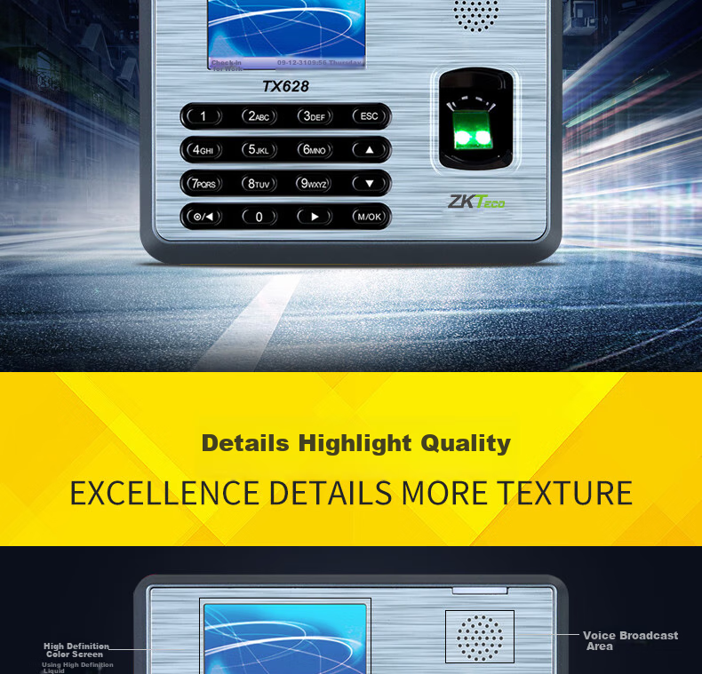 ZKTECO ZKTeco/ZKTECO Technology TX628 Fingerprint Attendance Machine, Professional Punch-In Device, Large Capacity Stable Sign-In Machine with USB Drive/TCP/IP Transmissio 7