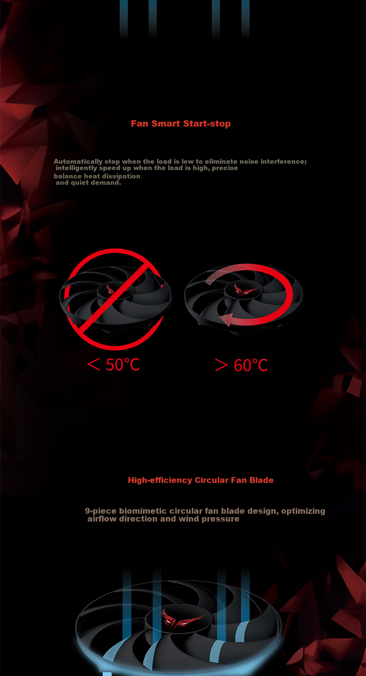 Hanxun AMD RADEON RX 9070 GRE Dark Dog 12GB Gaming Graphics Card for Desktop PC, High-Performance Discrete GPU with AI, OC Overclocking 5