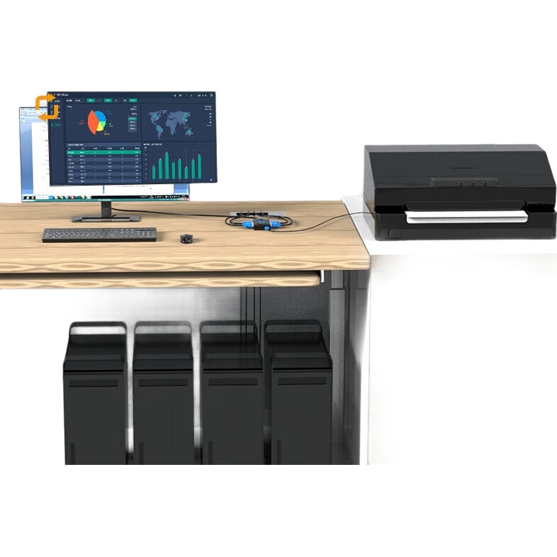 KVM-переключатель MT-Viki MT-401, 4-портовый, VGA, USB, с кабельным управлением и кнопками