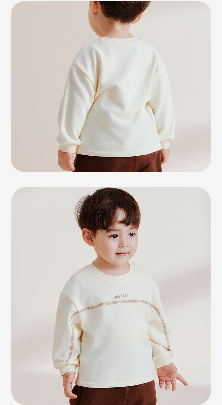 Labi Baby Children's Loose-Fitting Autumn And Winter Long-Sleeve Sweatshirt, Drop-Shoulder Long-Sleeve T-Shirt for Boys And Girls, Gray, Size 140 4