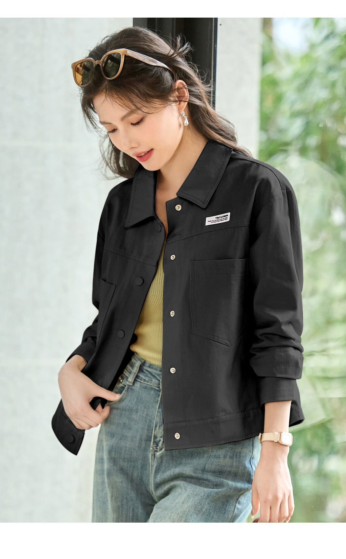 Taxiang Women's Spring And Autumn Jacket, Lapel Casual Jacket, Versatile Workwear Short Coat, Outer Cardigan, T13KF3596 33