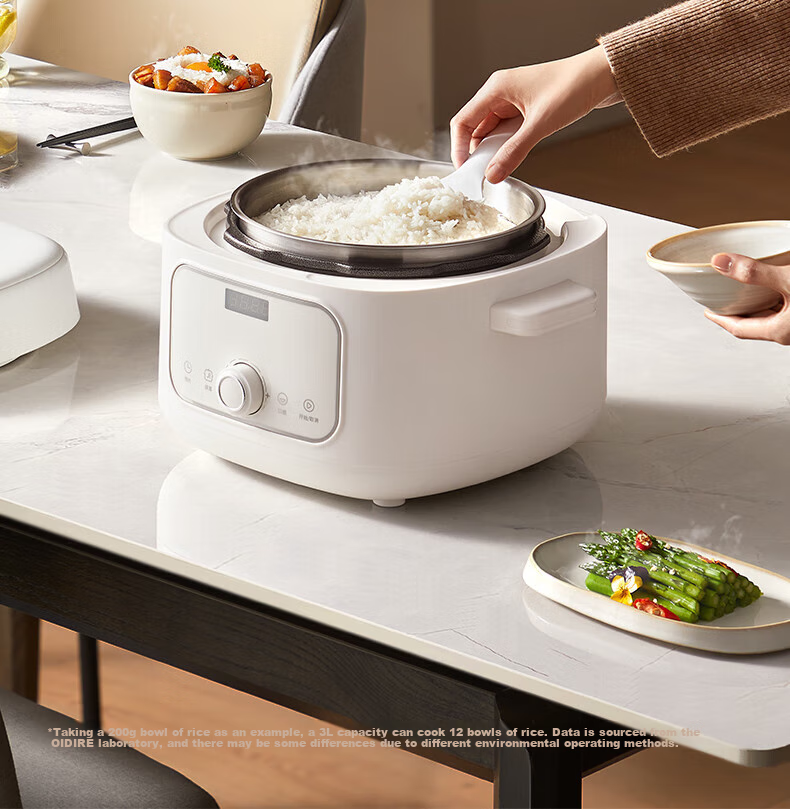 OIDIRE (Oudian) Micro-Pressure Rice Cooker, High-Pressure Electric Pressure Cooker, Dual Intelligent Modes for High And Low Pressure, Stainless Steel 3L | Non-Coated (Stainless Steel Inner Pot) · Cloud Soft White 20