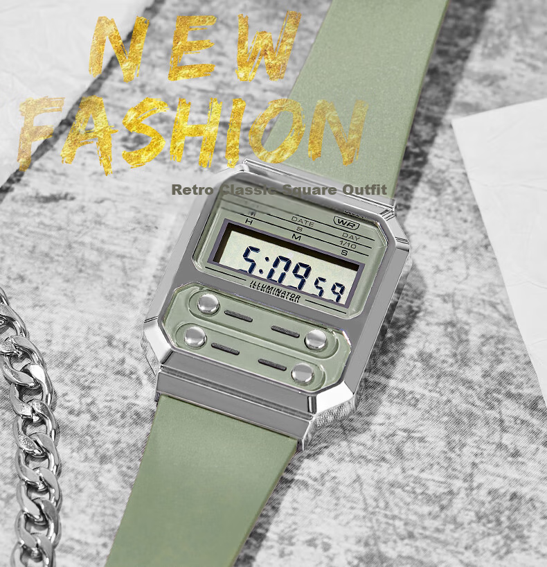 CASIO Watch, Unisex Digital Display Classic Square Electronic Couple Watch, A100WE-7B 1