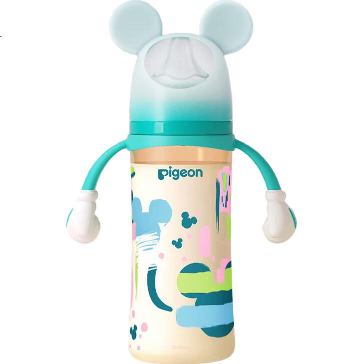Бутылочка Pigeon PPSU Disney с двойной ручкой, 330 мл, размер LL, соска Микки Маус, 9+ месяцев, AA239