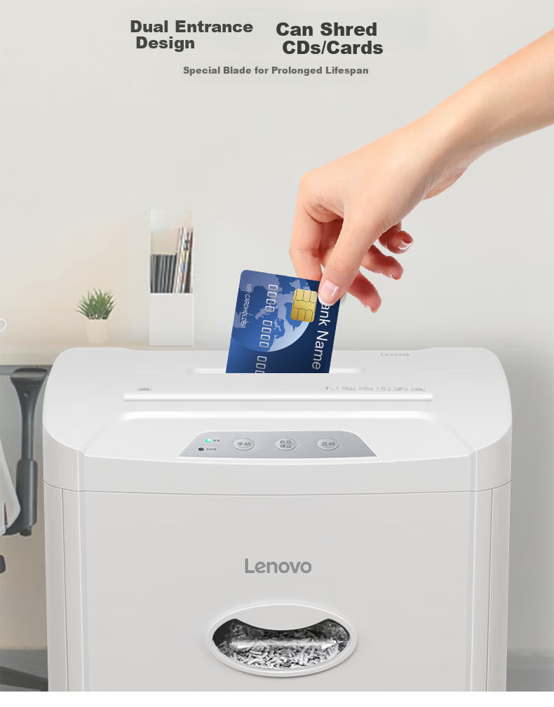 Lenovo LX-C8108 Commercial Paper Shredder, Level 5 Security Multi-Functional Home Shredder, Office-Specific Document Shredder, Small Manual Mini Shredder, Can Shred Cards And CDs 5