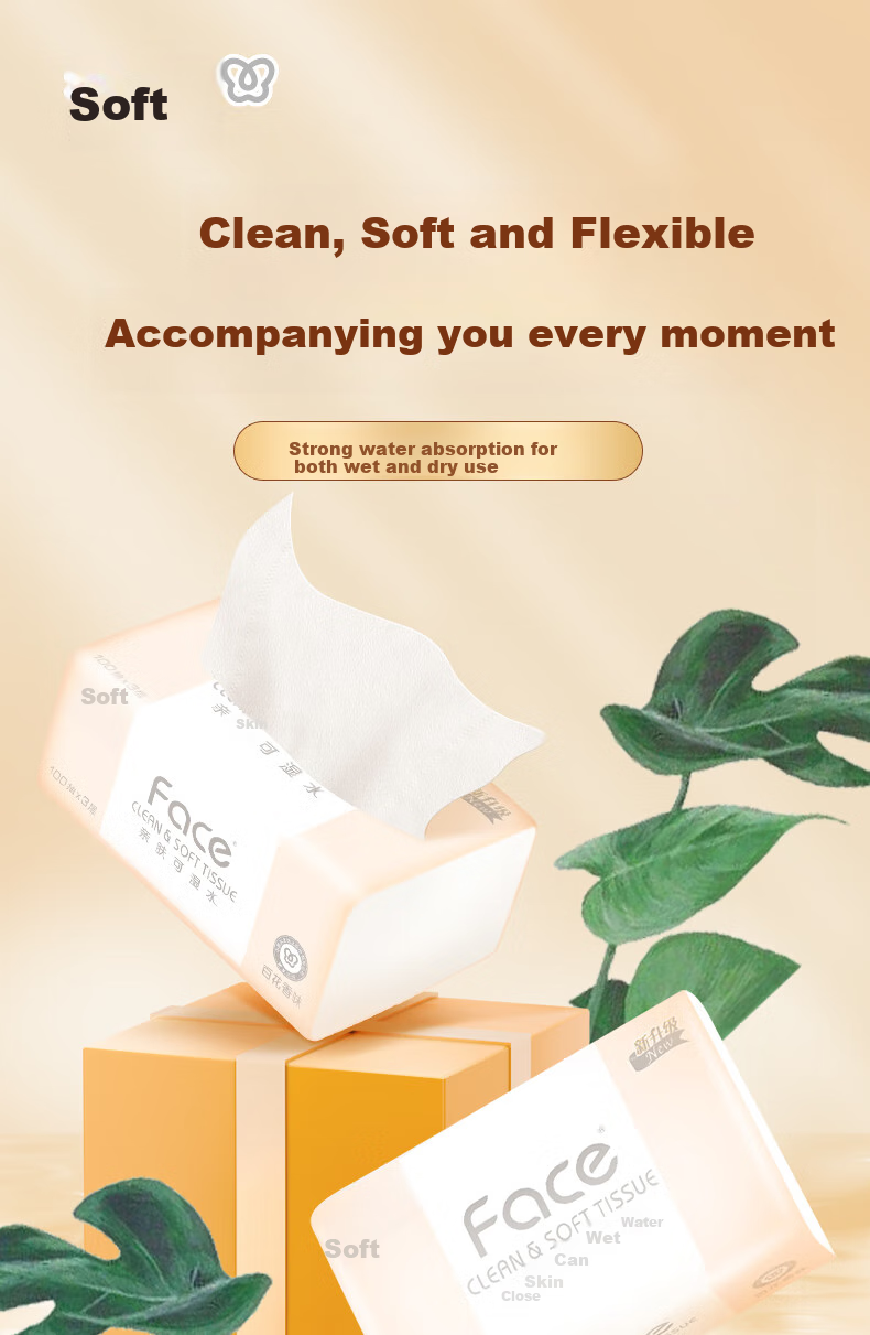 Jierou Facial Tissues, Pink Face Floral Fragrance, 3-Ply, 100 Sheets, 6 Packs, 4 Bundles, PR209-24R/PR299 Whole Box 1