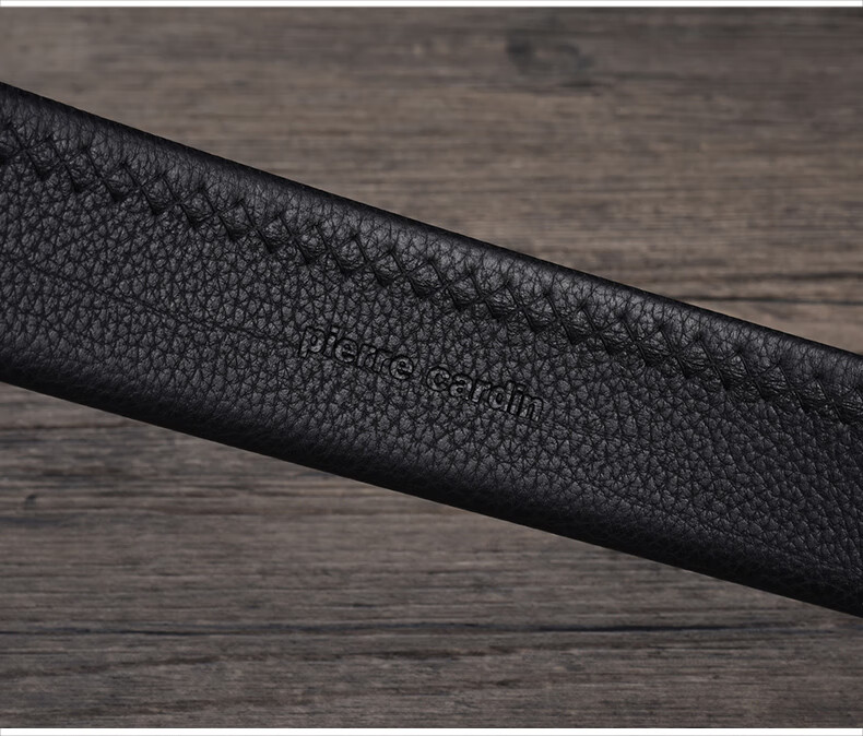 Pierre Cardin Men's Leather Automatic Buckle Belt P583001A Black (3.5cm Wide) (Lychee Pattern) 125cm 2