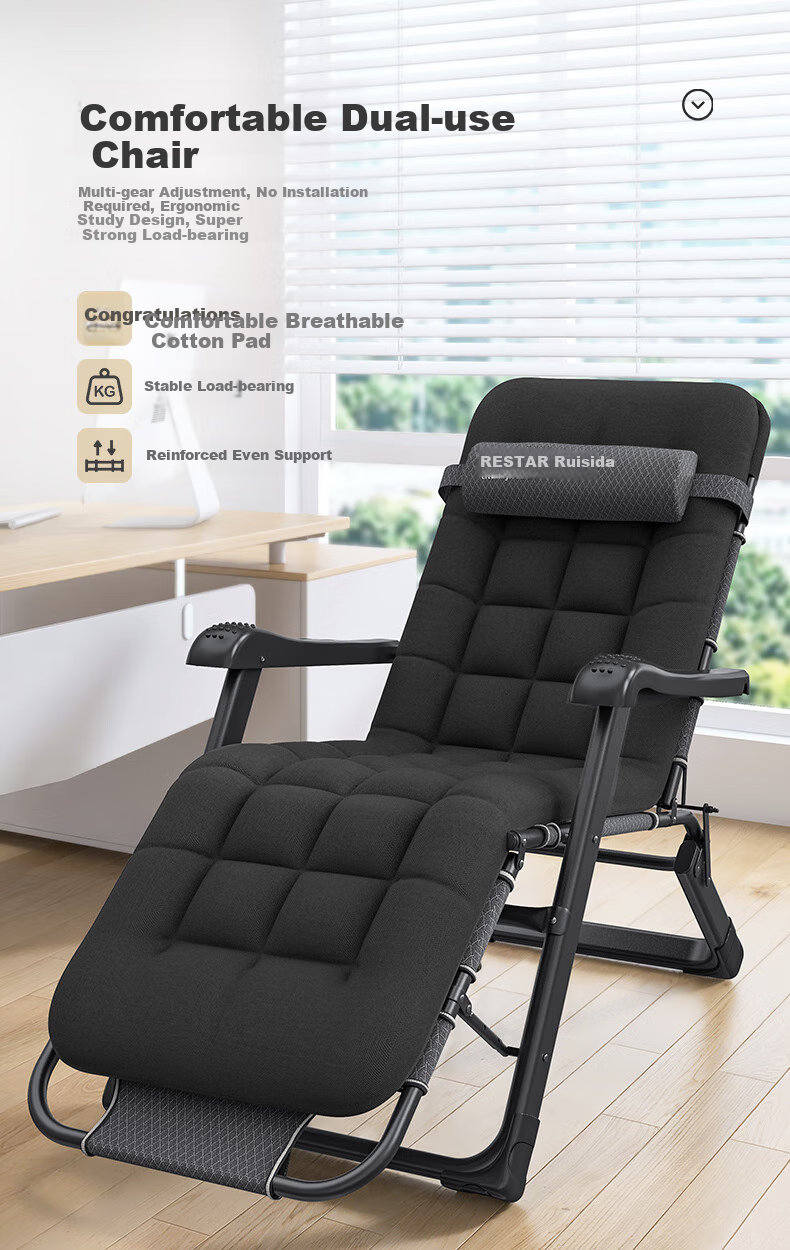 Restar Folding Bed Lounger, Office Nap Bed, Hospital Companion Care Folding Chair, Seatable And Reclining Chair with Cotton Pad 5