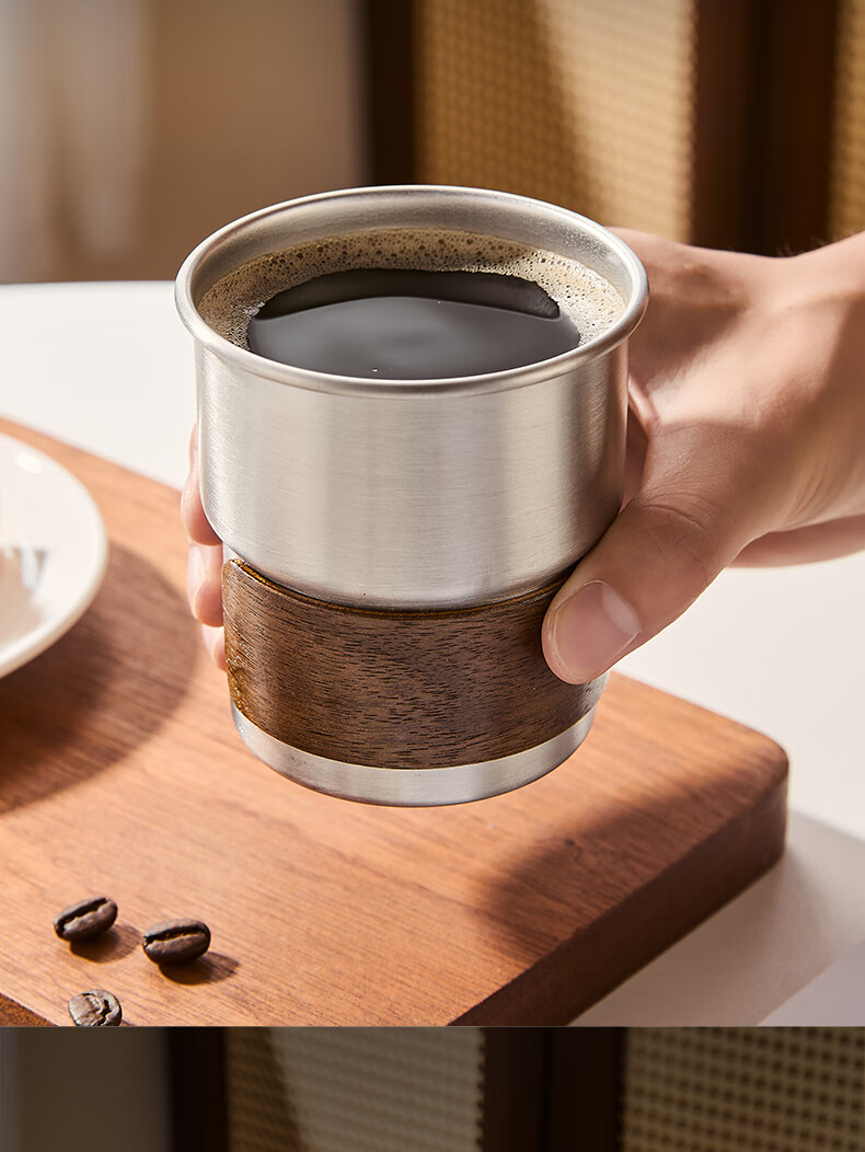 CLITON 304 Stainless Steel Coffee Cup Vintage Portable Outdoor Travel Mini Juice Cup Cold Drink Cup Tea Cup 9