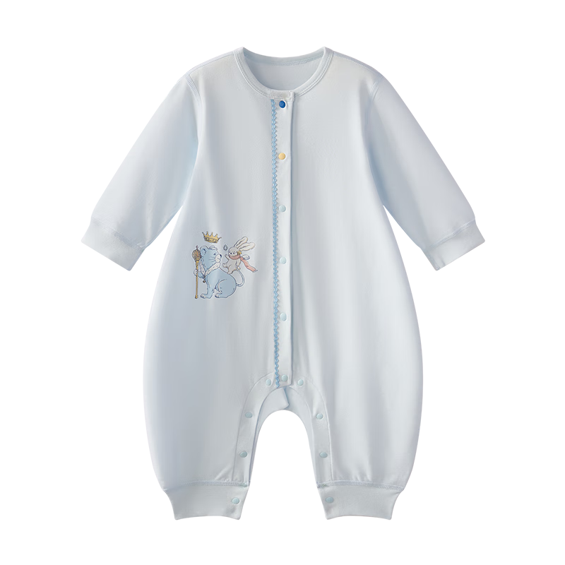 Babycare Cotton Baby Romper, Newborn Long-Sleeve Onesie, Full Moon Infant Clothing, Starry Blue, 73cm