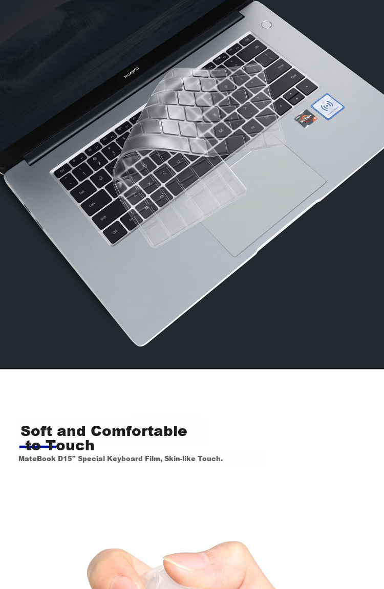 ESCASE Huawei MateBook 14 Keyboard Cover for 2019/2020/2021/2022 Laptop, Functional Key Silicone Cover, Quick Access Keys, Translucent Protective Film, Waterproof And Dustproof 4