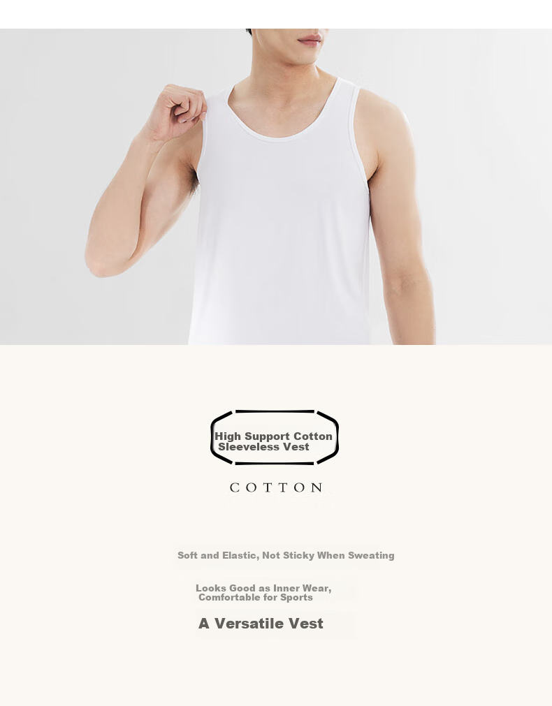 Goldlion Men's Tank Top, Sleeveless T-Shirt, Summer Long-Staple Cotton, Sweat-Absorbing, Breathable, High-Elasticity, Comfortable, Fitness, Sports Undershirt 1