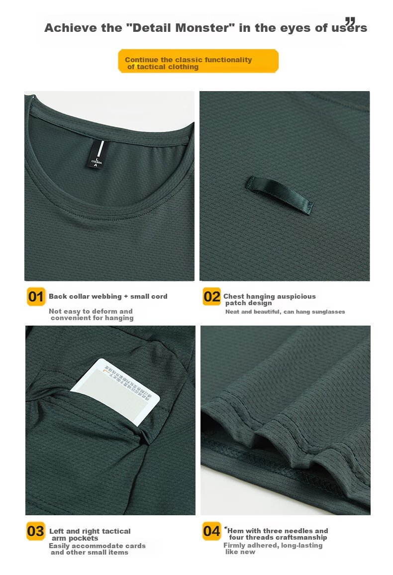 JEEP Men's Short-Sleeve T-Shirt, Summer Breathable Quick-Dry Tactical Tee, Outdoor Antibacterial Loose Round Neck Top, Aurora Black, Size L 9