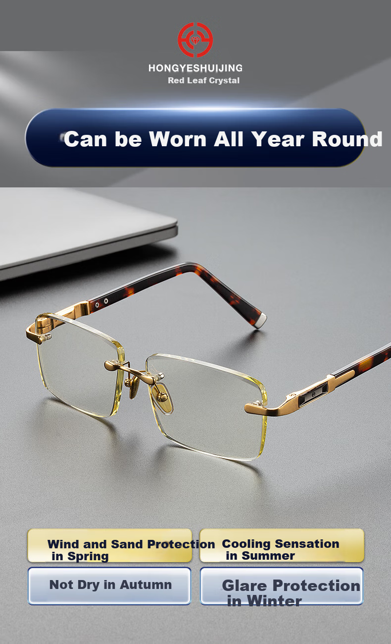 HONGYE Bamboo Leaf Crystal Sunglasses for Men, High-Definition Crystal Stone Glasses, Youthful Appearance, High-Quality Sunglasses, Authentic Product 5