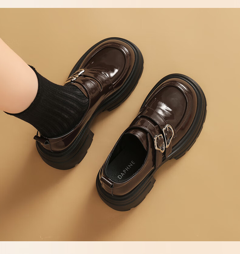 DAPHNE Platform Loafers Women 2025 New Autumn British Style Small Leather Shoes High Heels 9