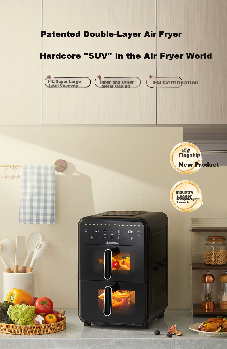 Westinghouse Double-Layer Air Fryer, All-Metal Cavity, 14L Extra Large Capacity, Electric Oven with Upper And Lower Heating Sources, Multifunctional Electric Roasting Oven, WKZ050 8