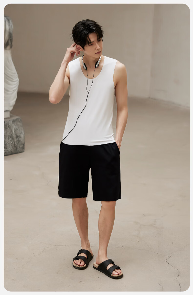 MiiOW Men's Vest [Cool Tencel Modal] Summer Seamless Sleeveless Thin Ice Silk White Base Layer for Men 17