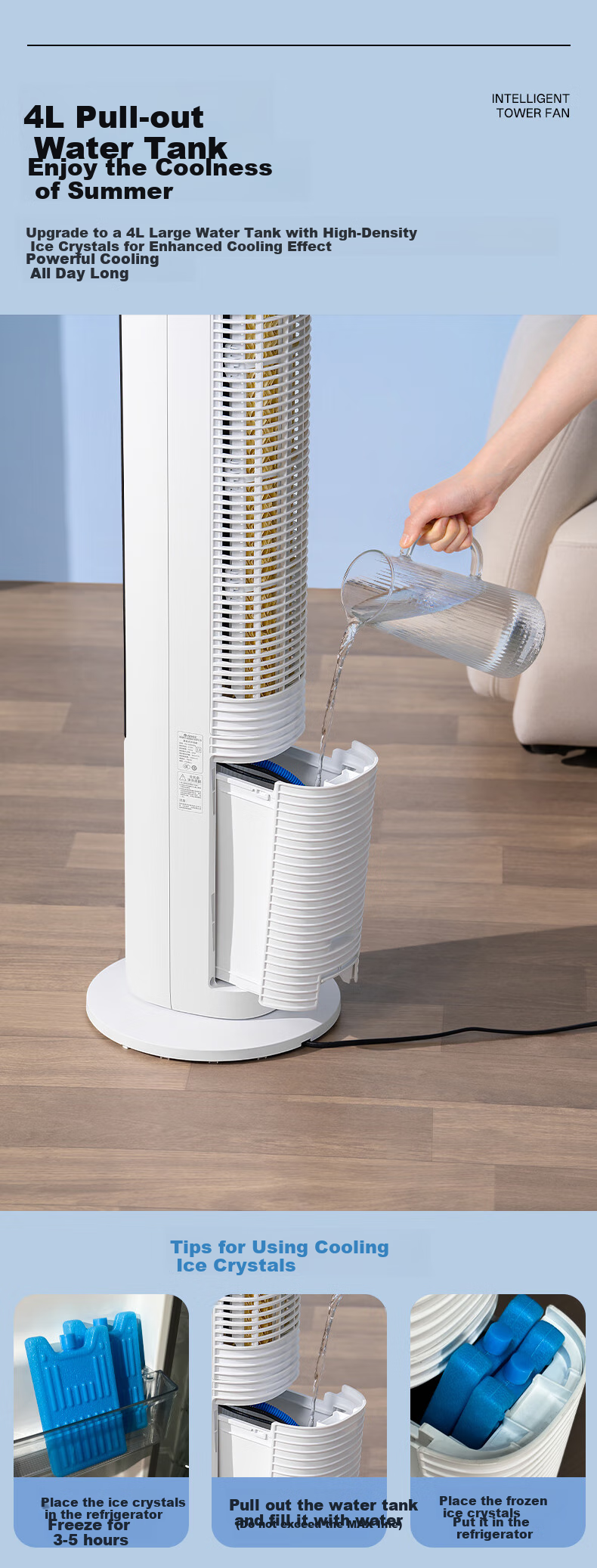 GREE [Powerful Cooling] Smart Voice-Controlled Air Cooler Fan for Home Use, Cooling Fan with Remote Control, Negative Ion Purification, Humidification, Temperature Reduction, Water-Cooled Fan KS-04X80Dg 12