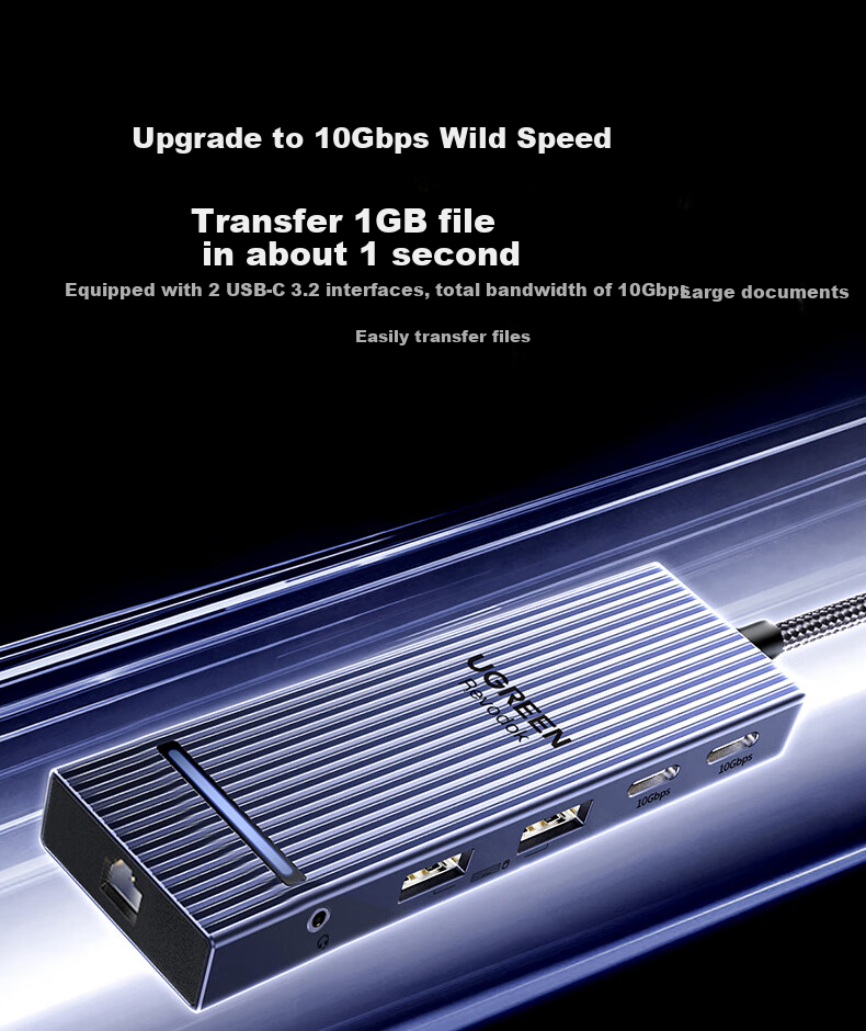 UGREEN Type-C 3.2 Dual HDMI/DP Triple Display Adapter Docking Station USB-C Compatible Thunderbolt 4/5 Expansion Dock 10G Multifunctional Adapter 8K Multi-Screen Extension Compatible with Huawei Computers 13