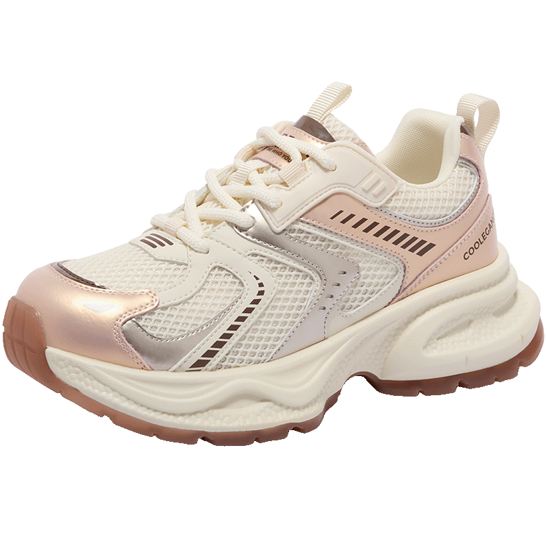 Belle Thick-Soled Dad Shoes, Lightweight Casual Sneakers for Female Students, B4P1DAM6, Light Pink, Size 34