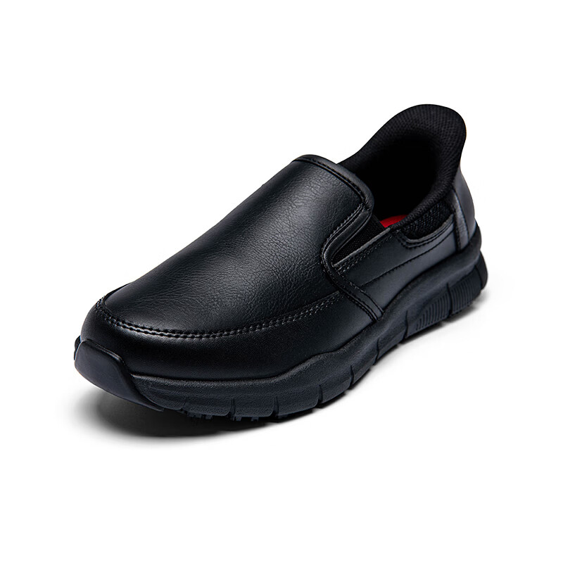 Skechers Women's Slip-On Commuter Leather Lightweight Sneakers Comfortable Work Casual Shoes BLK Black Size 36