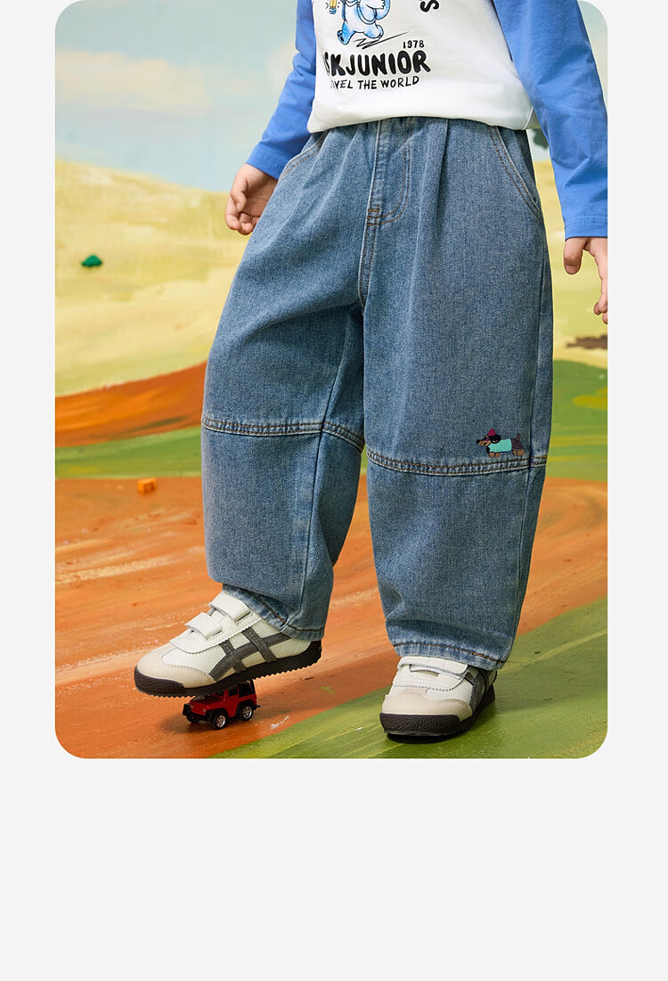 ASK JUNIOR Kids Boys Spring Washed Denim Straight Leg Pants Casual Trousers Jeans Blue Size 90 1