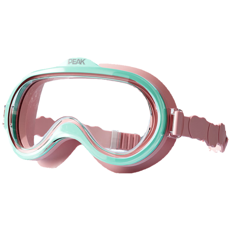PEAK Children's Swimming Goggles for Boys And Girls, High-Definition Waterproof Anti-Fog Wide-Angle Large Frame Professional Swimming Training Protective Eyewear, Pink And Gree