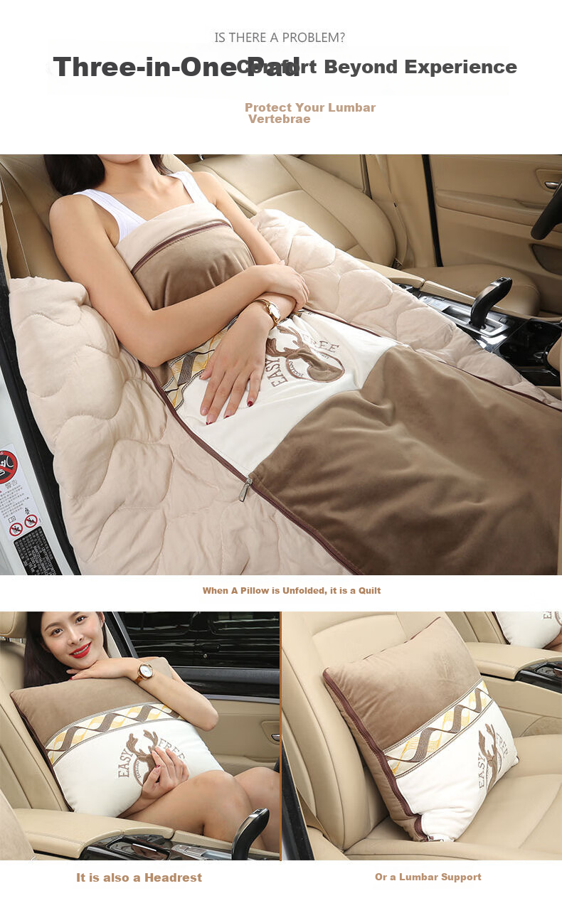 BIMLL B Car Seat Cushion Pillow, Waist Support Cushion, Multifunctional Foldable Dual-Use High-Quality Two-In Car Seat And Office Nap Pillow for All Seasons 3