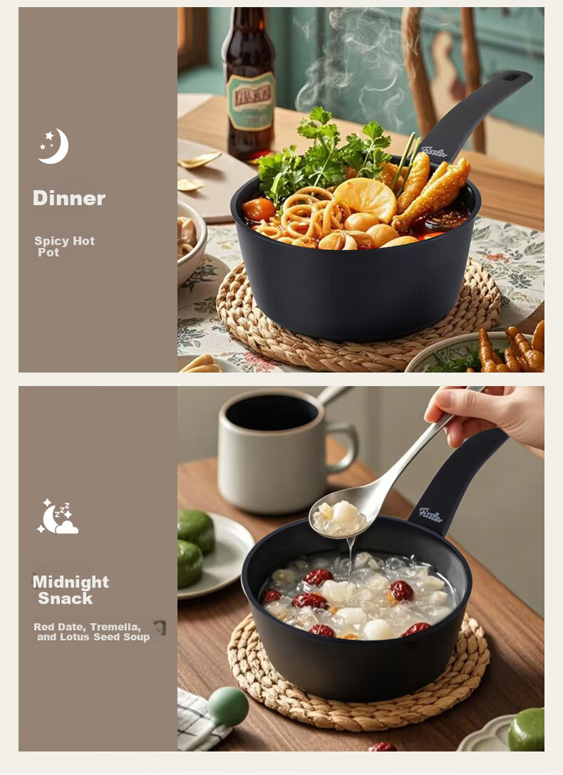 Feishile Ceramic Non-Stick Milk Pot 18cm, Household Ceramic Cookware for Single Serving, Baby Food Pot, Breakfast Noodle Pot 3
