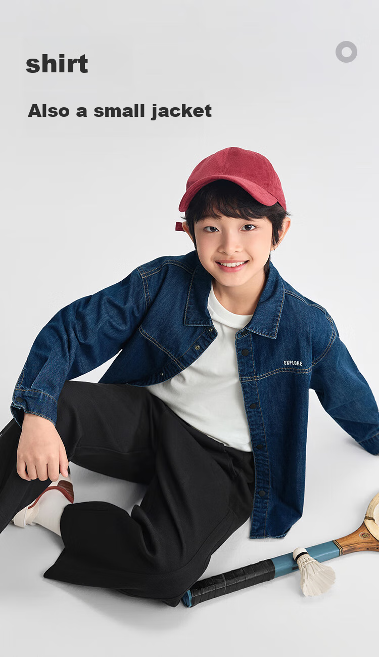 BALABALA Children's Shirt, Boys And Girls Long Sleeve, Big Kids Autumn Wear, All Cotton Denim, Fashionable Versatile, 208325102201 2