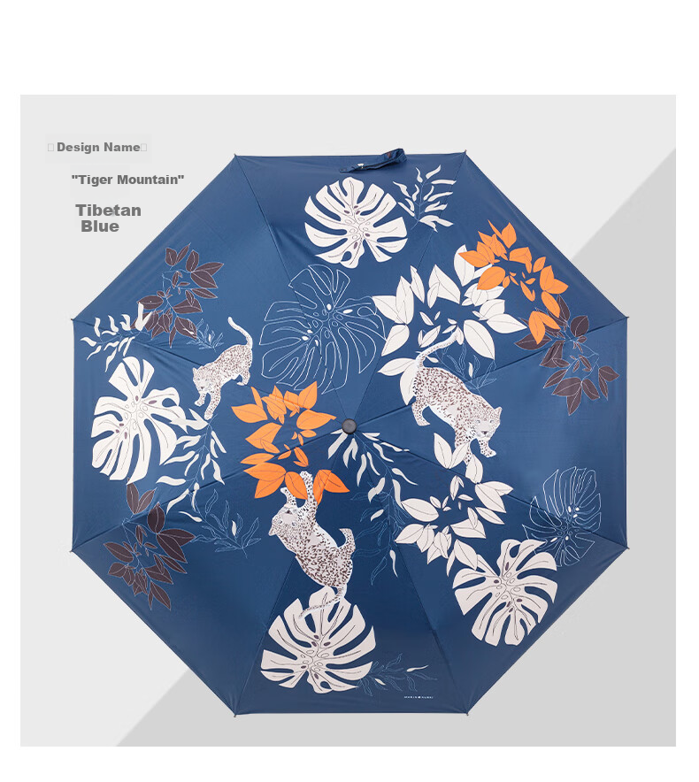 MARJA KURKI Summer Sun Protection Umbrella, Manual Dual-Purpose for Rain Or Shine, Printed Three-Fold Black Gel Parasol, Women's Gift Box Set, Hushanmi 5