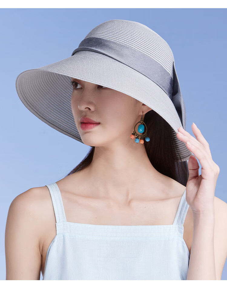 Shanghaigushi Women's Beach Hat, Seaside Sun Protection Hat with Wide Brim, Straw Hat for Travel And Outdoor Activities, Mid-Autumn Festival Gift 13