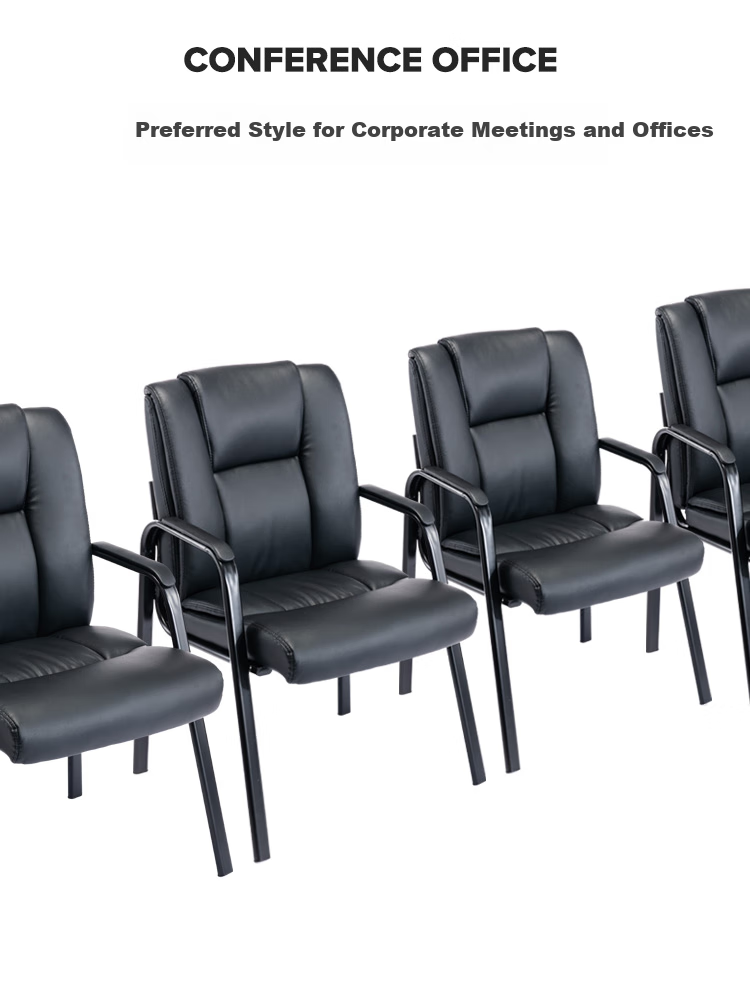 Botai Office Computer Chair, Reception Chair, Home Chair, Mahjong Chair, Four-Legged Chair, Conference Chair, Black Leather Chair 5168 3