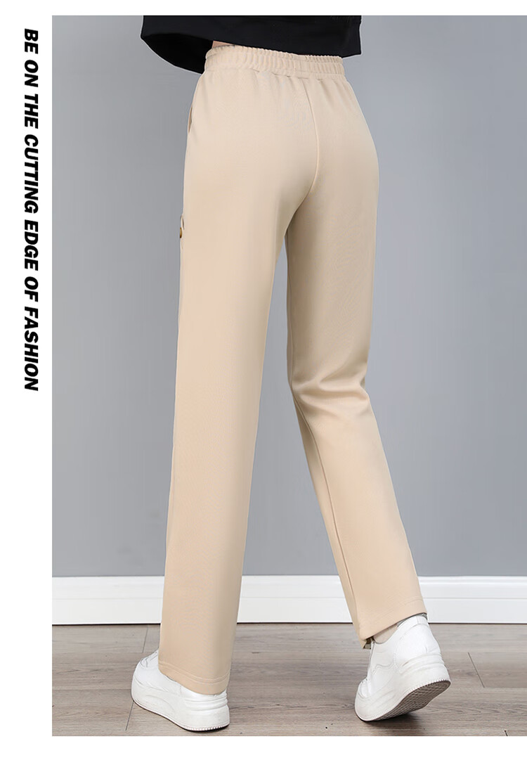 Woodpecker Women's Versatile Straight Loose Slimming Long Pants Spring Autumn New High Waist Sports Casual Pants Black 2XL 22