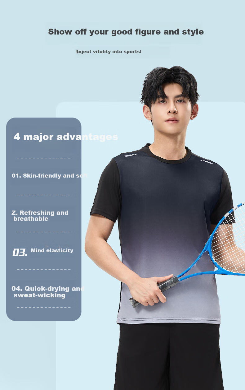 VICTORIATOURIST Men's Sports T-Shirt, Thin And Loose-Fitting Short Sleeve, Indoor Basketball Training Fitness Wear, Ice Silk Quick-Dry Casual Running Top 2