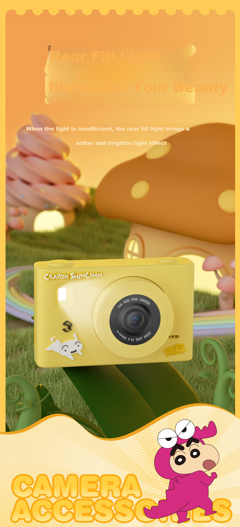 MAQUCC Crayon Shin-Chan Student Camera, High-Definition CCD, for Children Ages 6-10, Popular Toy, Birthday Gift for Girls, Entry-Level Camera for Young Girls, V2 Blue 10