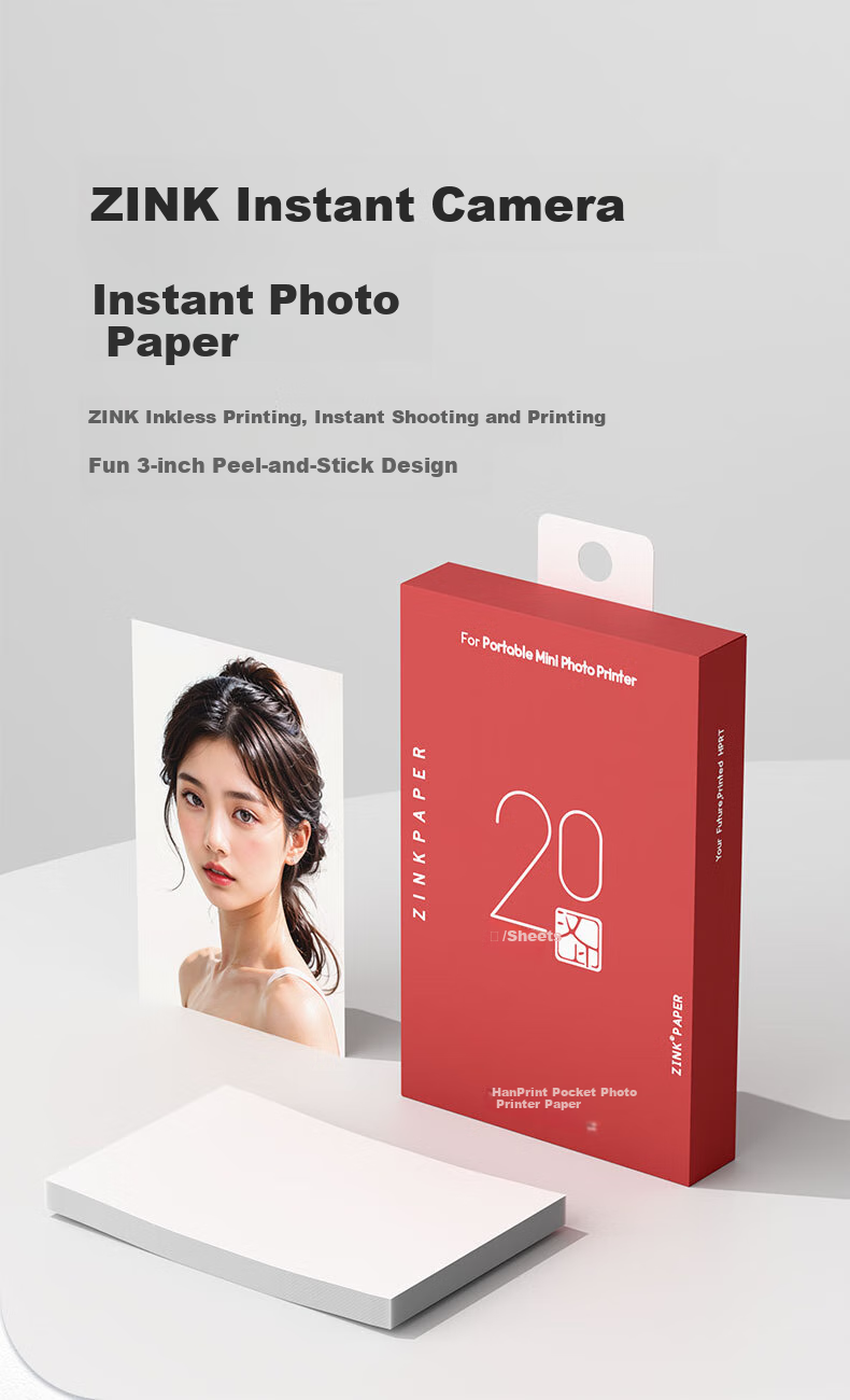 HPRT Z1 Instant Camera Film, 20 Sheets Per Box, Zink Photo Paper with Adhesive Backing, Compatible with Z1 Z2 Instant Cameras, Pocket Printers, Home And Portable Printing Paper 1