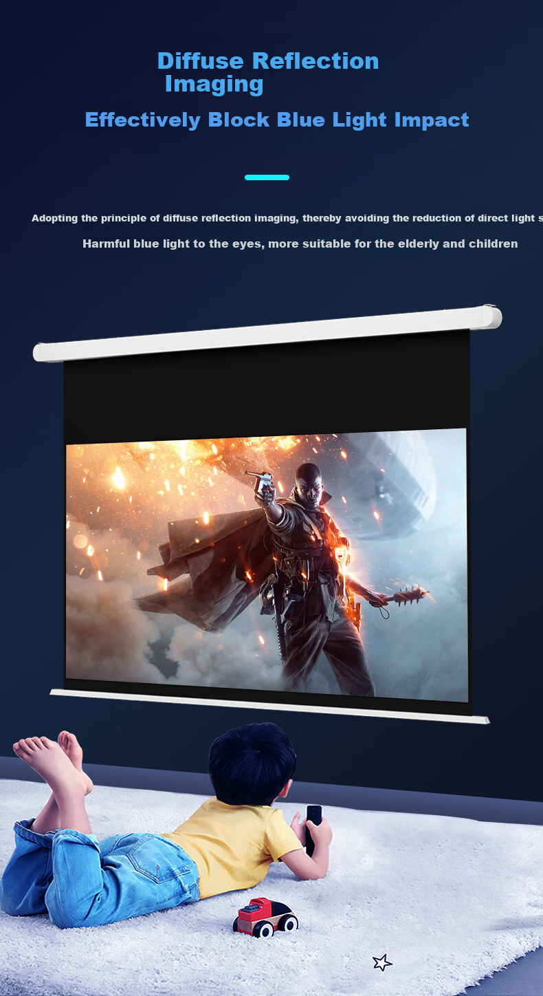 IN&VI Projector Screen 100-inch Small White Box Floating Pulley Wire Photon Home Automatic Lift Dual Power Electric Screen Compatible with XGIMI and JmGO Projectors 9