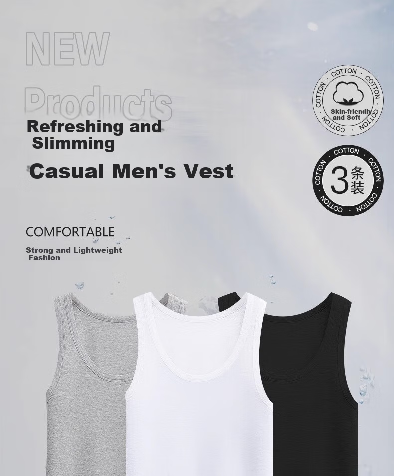 Hengyuanxiang Men's Modal Cotton Thin Slim-Fit Sports Tank Top, Ice Silk Undershirt Vest, Floral Gray Cross-Back Vest 1