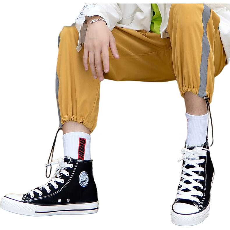 Warrior Classic High-Top Canvas Shoes, Versatile And Fashionable for Men And Women, Casual Shoes, Canvas Sneakers, WXY-473T, Black, Size 40