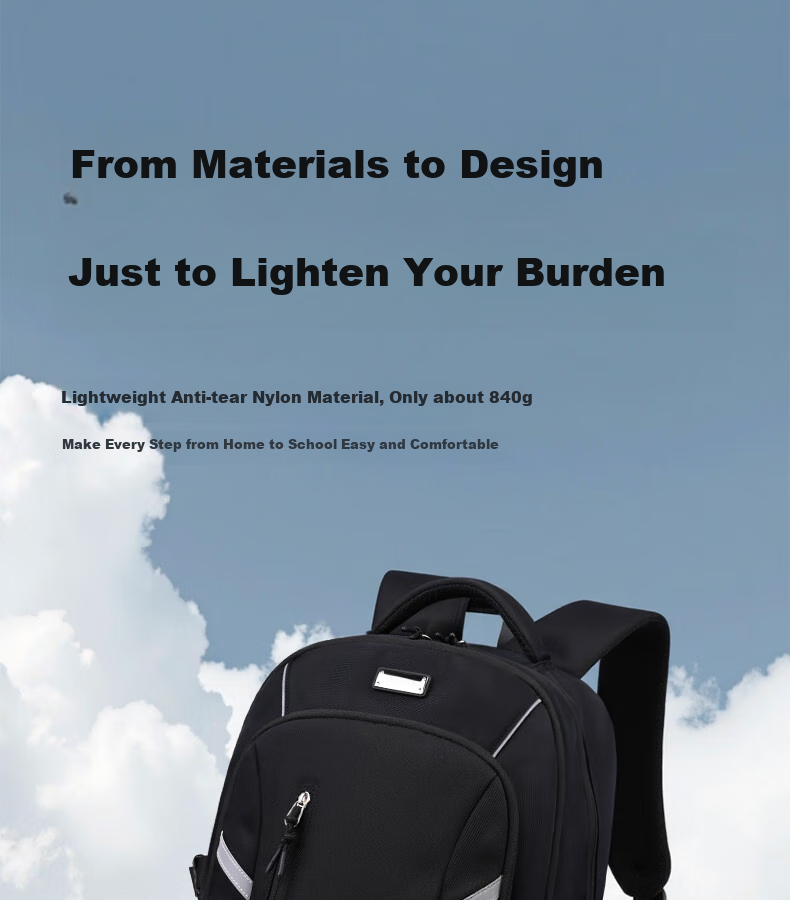 Edison Middle School Student Backpack for Boys, Spine Protection, Weight Reduction, Anti-Drop, Water-Resistant, Large Capacity, Reflective Backpack 2509-1 15