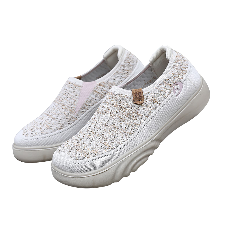 Weizhi Old Beijing Cloth Shoes Women Single Shoes Soft Sole Comfortable Slip-On Mom Shoes Thick Sole Non-Slip Casual Shoes Off-White 39