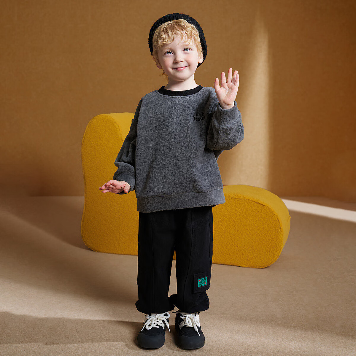 ASK JUNIOR Boys' Sweatshirt 25 Autumn New Comfortable Fleece Small Wings Baby Drop Shoulder Sweatshirt