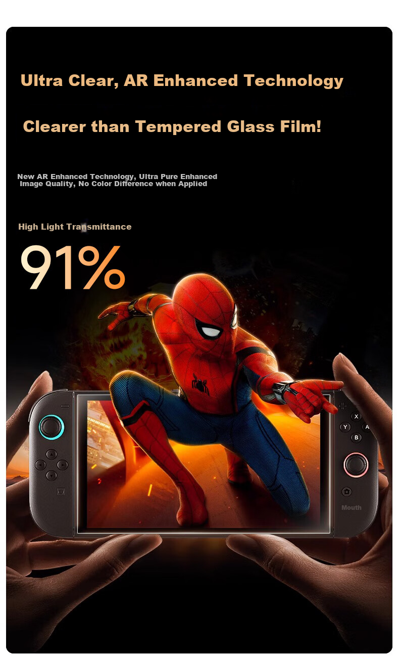 LANGLING [AR Anti-Glare | Instant Application Tool] Compatible with Nintendo Switch 2 Tempered Glass Screen Protector, Nintendo Switch 2 HD Anti-Glare Full Coverage Anti-Fingerprint Protective Film 3