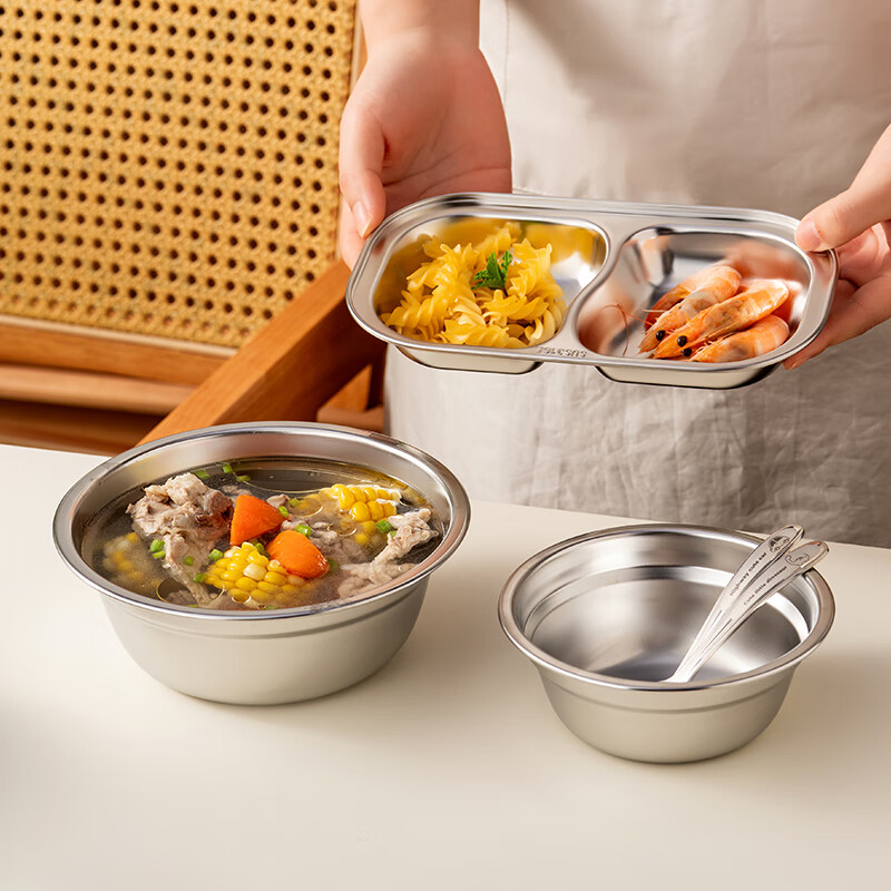 OnlyCook 304 Stainless Steel Bowl Baby Food Bowl Rice Bowl Soup Bowl Children's Small Soup Basin Tableware Plate - Little Dinosaur