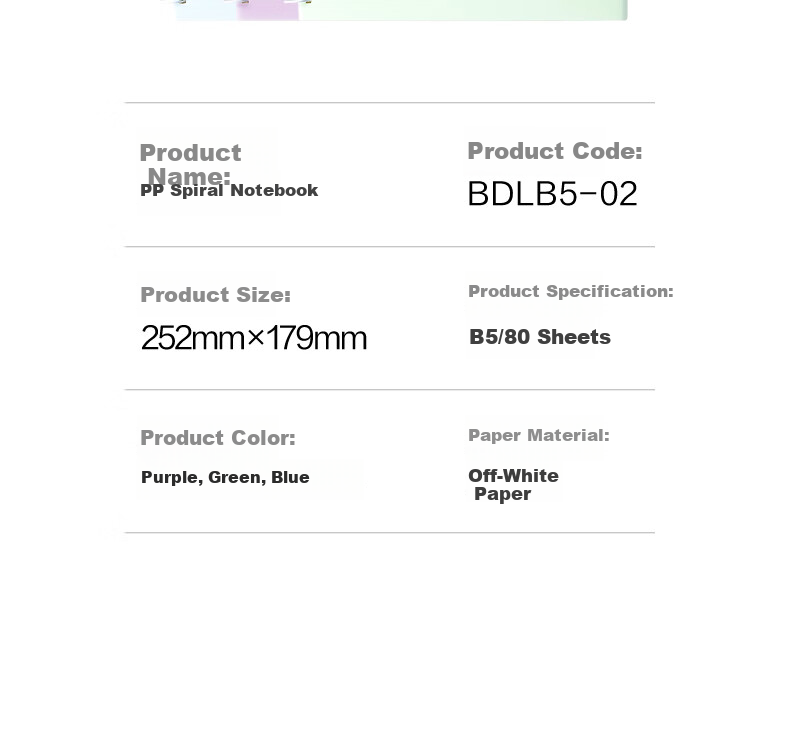 Deli B5/80 Sheets PP Spiral Notebook Study Notebook Exercise Book for Middle and High School BDLB5-02 Green Single Pack 11