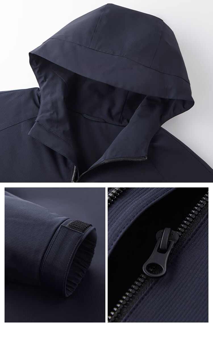 FIRS Autumn Winter Men's Hooded Fleece Lined Windproof Warmth Zipper Business Commuter Casual Jacket 1