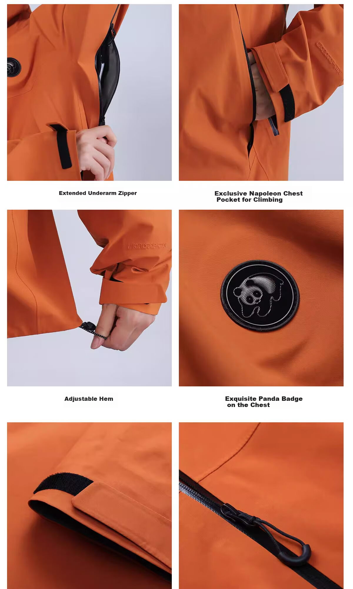 CAMEL Panda Outdoor 3L Hard Shell Single-Layer Waterproof Jacket, Multi-Functional Triple-Protection Mountaineering Suit, Heavy Rain-Resistant 37