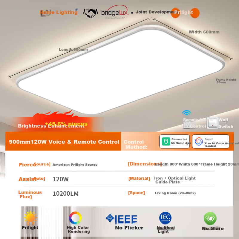 GUJIA LED Ultra-Thin Eye-Protecting Ceiling Light, Simple Lighting Fixture for Living Room And Bedroom, 90CM [Installation Included]
