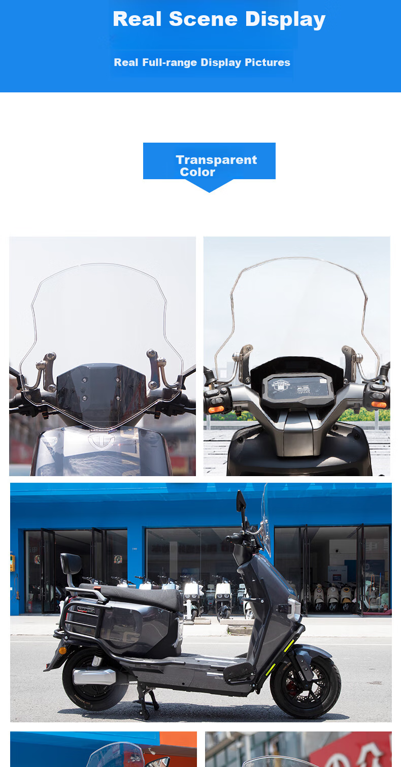 Yueye Electric Vehicle Windshield, Battery Car Motorcycle Windshield, PC Front Windshield Cover, Rainproof, High-Definition Transparent Windshield 10